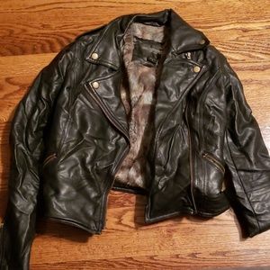 Obey Propaganda Black Leather Jacket Fur Lined